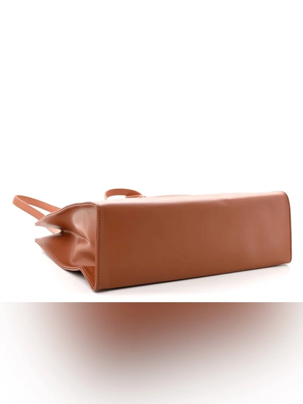 Telfar Leather Medium Cognac Brown Logo-Embossed Shopper Tote